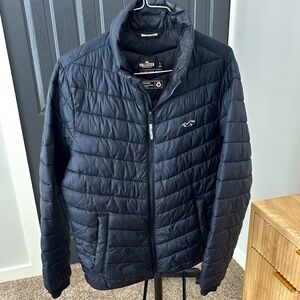 Hollister Men's Dark Gray Puffer Jacket